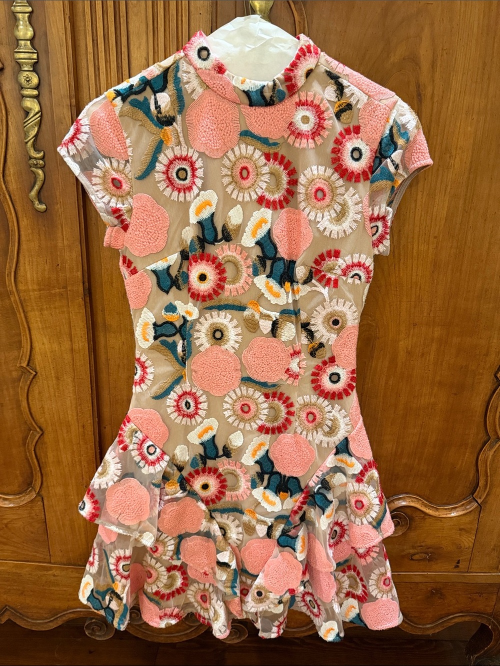 Elliatt Pink Floral Appliqué Mini Dress